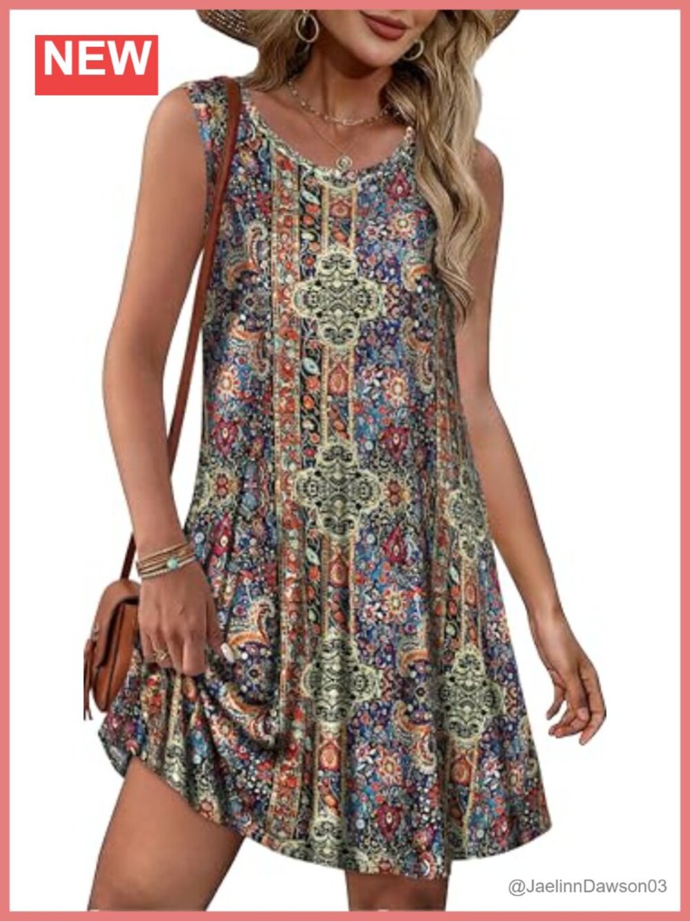 Women's Sleeveless Boho Sundress with Pockets Casual A-Line